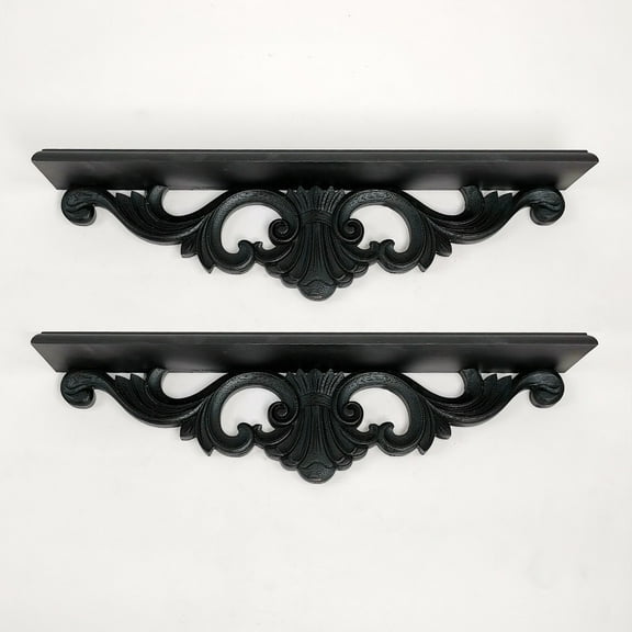 Wayborn Black Cedar Plywood PRETTY WALL SHELF (2 PCs), 24X4X6