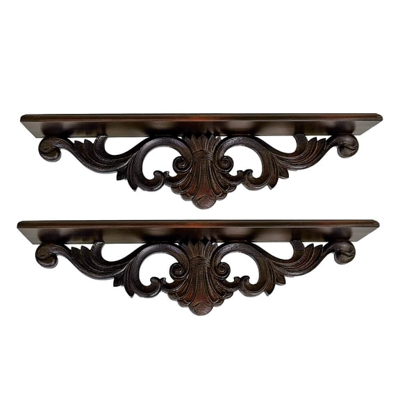 Wayborn Brown Cedar Plywood PRETTY WALL SHELF (2 PCs), 24X4X6