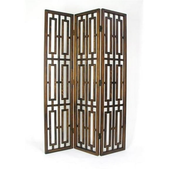 Wayborn Chinese Oakwood Bookmark Room Divider in Brown