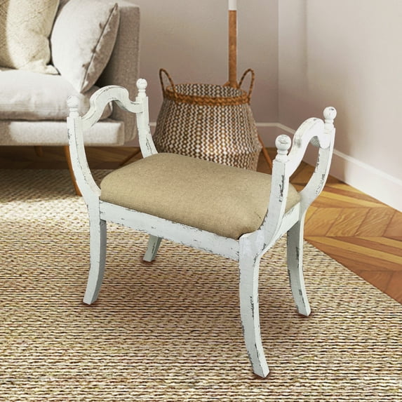 Wayborn Dmax White and Brown Harlow Bench 30.5″L X 16″W X 30″H