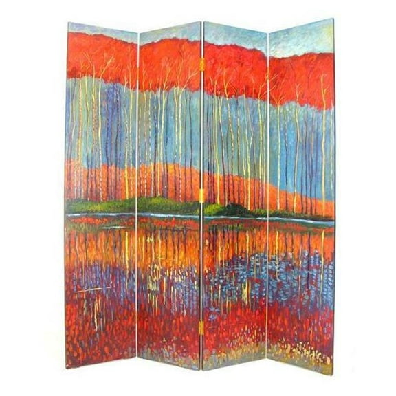 Wayborn Hand Painted Fall In The Forest Room Divider