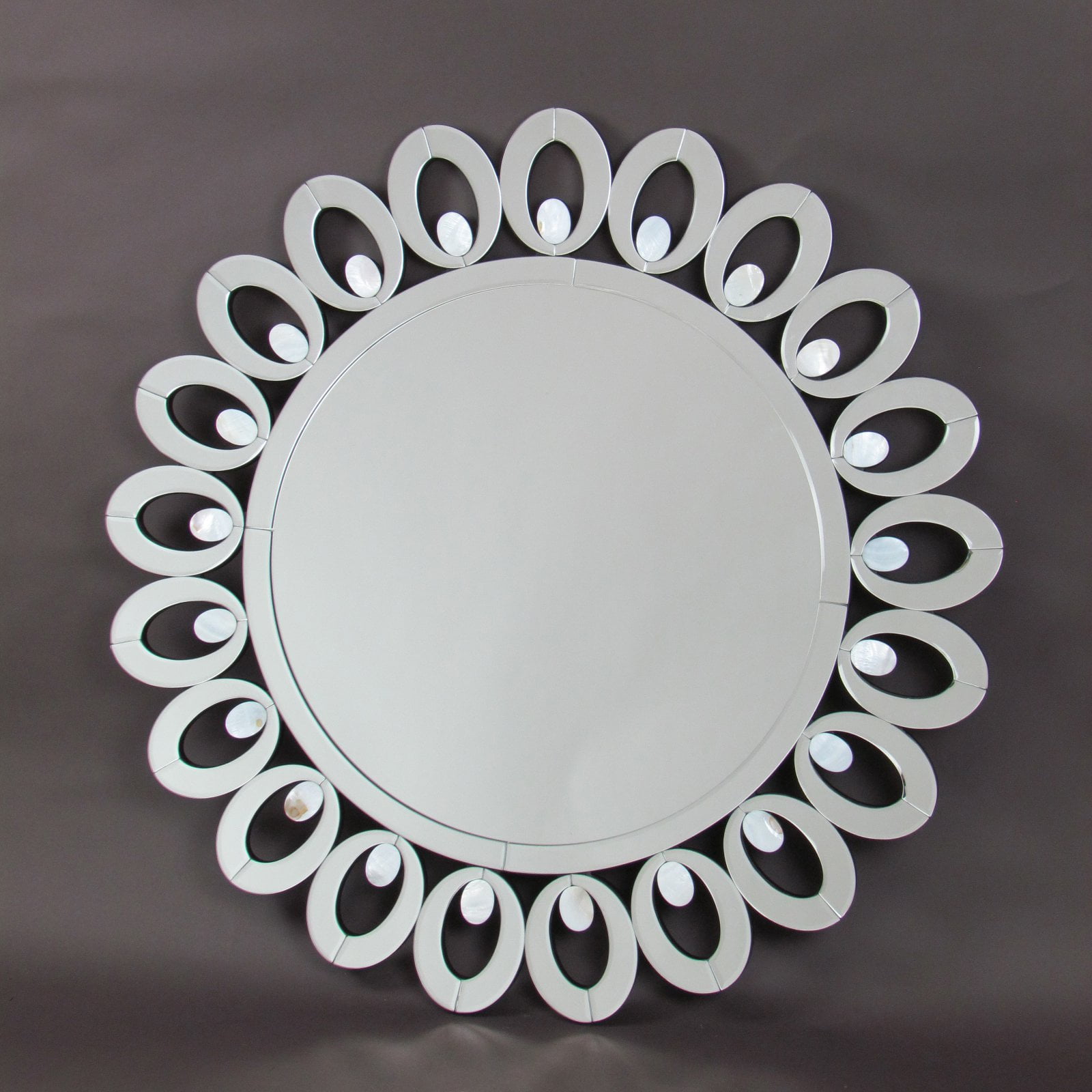 Elegant Round Frameless 32" Mother of Pearl Wall Mirror