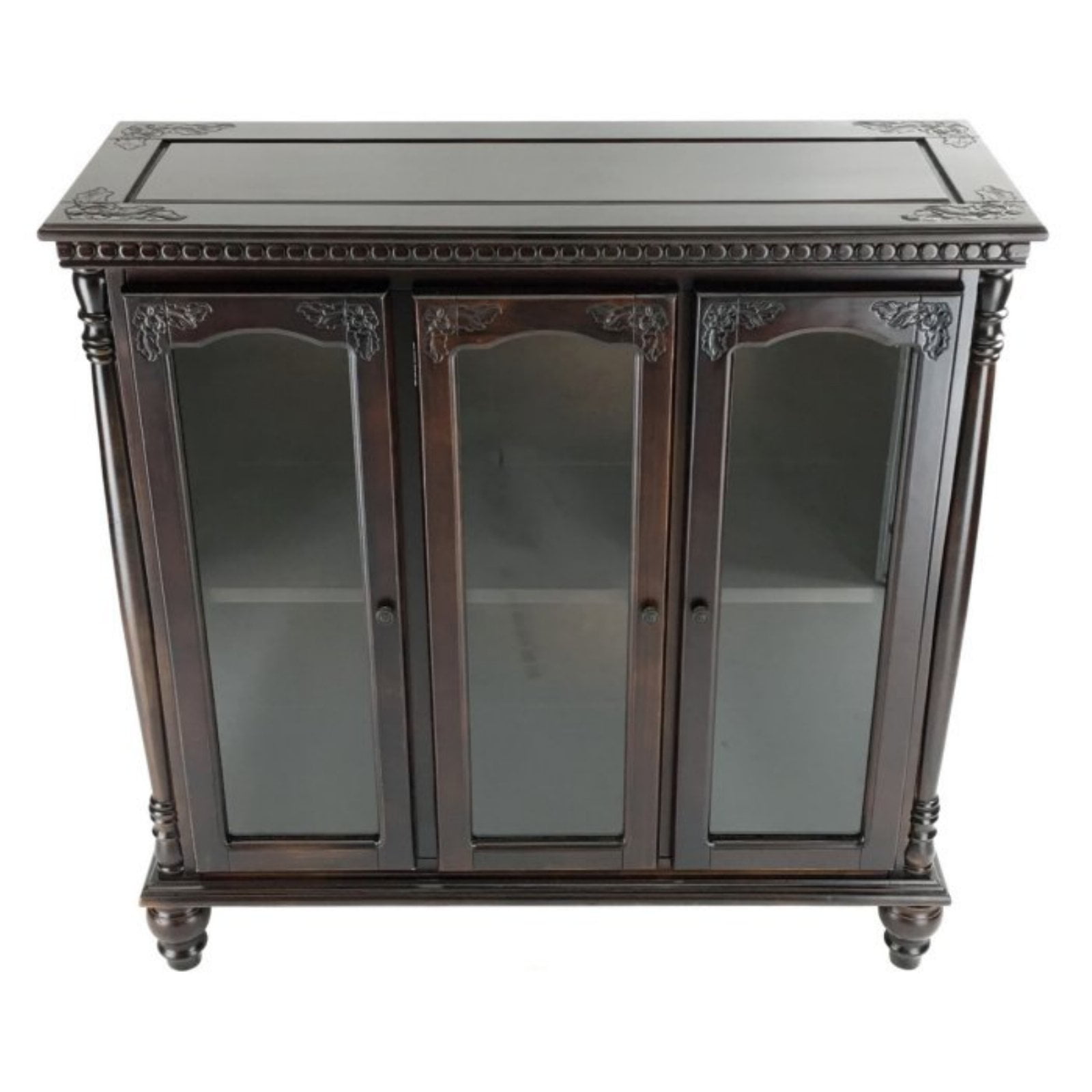 Rectangular Dark Brown Mahogany Glass China Cabinet