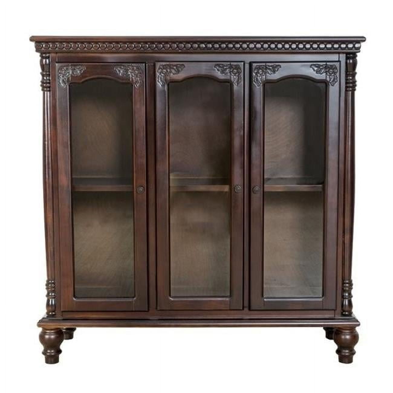 Rectangular Dark Brown Mahogany Glass China Cabinet