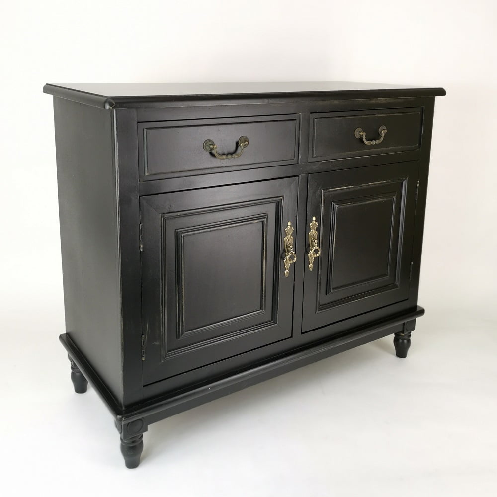 Paladin Classic Black Buffet Cabinet with Brass Hardware