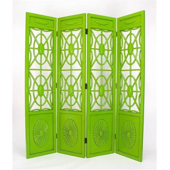 Spider Web 4 Panel Room Divider Screen in Green