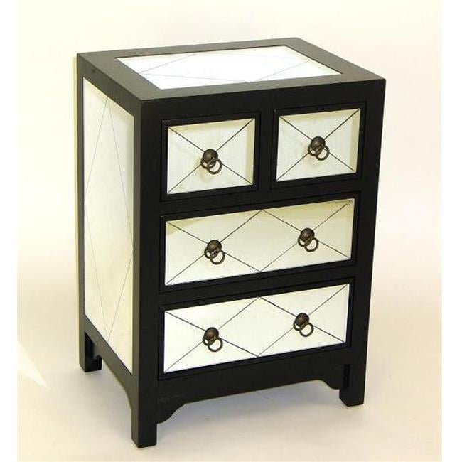 Black Mission 4-Drawer Mirrored Accent Chest
