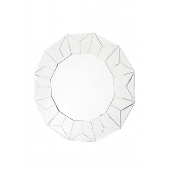 Elegant Round Frameless 33" Wall Mirror on Pine Wood