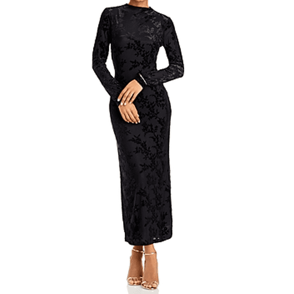 Wayf Women's Black Vicki Textured Floral Long Sleeve Dress, Small