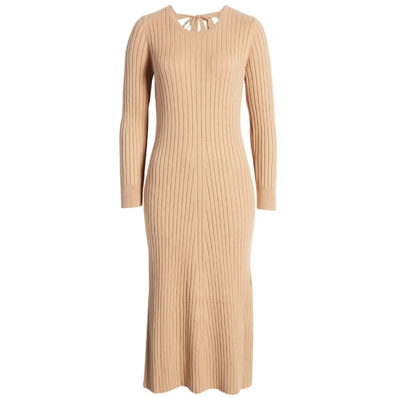 Wayf X BFF Womens Hollie Long Sleeve Sweater Dress X-Large Camel