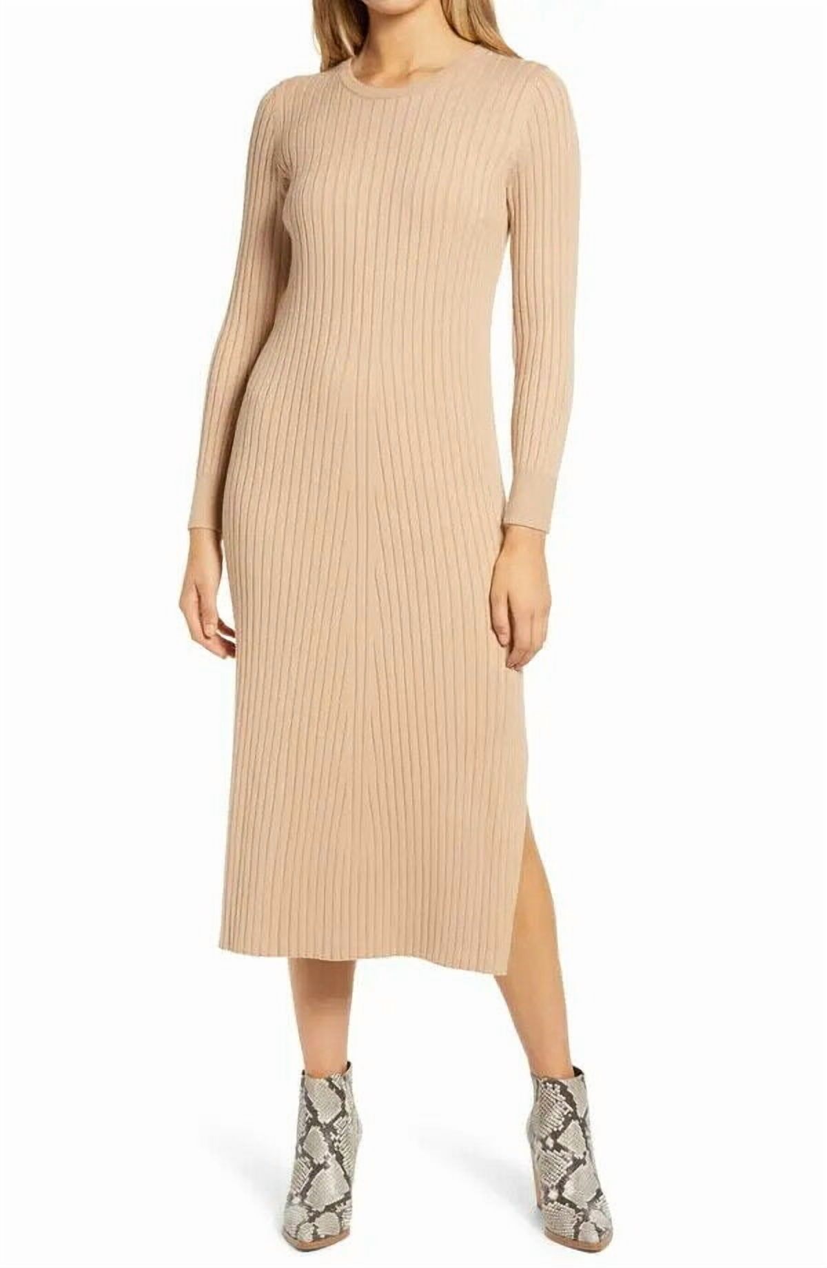 Wayf X Bff Hollie Women's Long Sleeve Crew Neck Bow Tie Sweater Dress Tan  L, NWT - Walmart.com