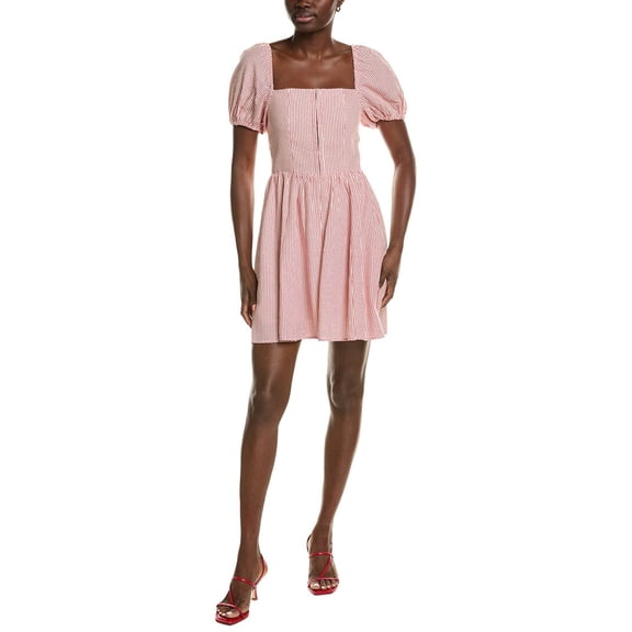 Wayf womens Linen-Blend Mini Dress, xs, Red
