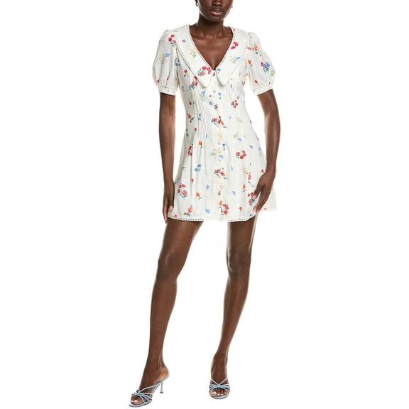 Wayf womens Linen-Blend Mini Dress, xs, White