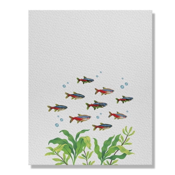 Wayfare Art Canvas Prints Poster, Animal 8 x 10 inch Wall Decor Canvas Artwork, Neon Tetra Fish