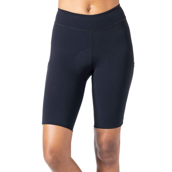 Terry Bike Shorts Women Padded Wayfarer 11 Inch Long Compression Shorts for Women Cycling UPF 50+ Touring Bike Shorts