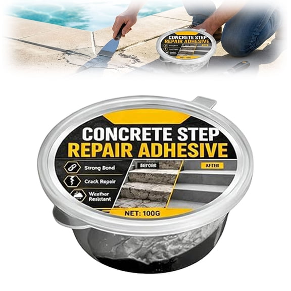 Waygo Concrete Repair Adhesive, Outdoor Concrete Step Repair Glue, Heavy Duty Concrete Bonding Adhesive for Cracks, Porch Steps, Cement Repair, Strong Bond Quick Curing Formula (1PC)