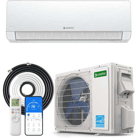 Waykar 12000 BTU 115V 22 SEER2 Energy Star Mini Split Air Conditioner & Heat Pump, WiFi Alexa Enabled, Pre-Charged R32 Eco Refrigerant, DIY-Friendly Installation Kit