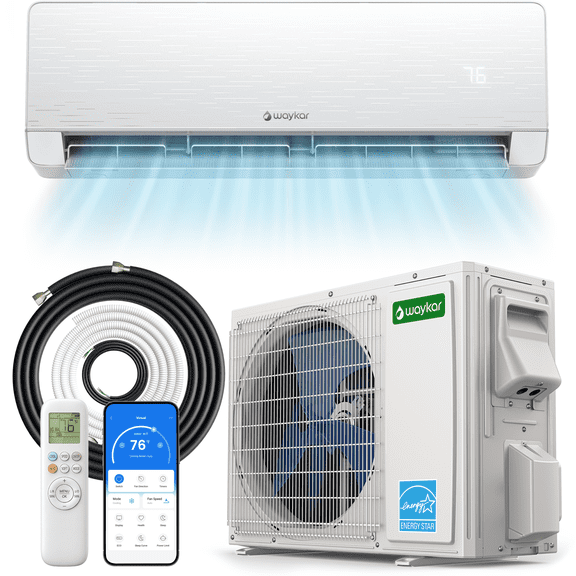 Waykar 12000 BTU Mini Split Air Conditioner/Heater – 22 SEER2 Energy Star, 22dB Quiet, Easy DIY Install with Level & Dual Drain, Cools/Heats/Dehumidifies 750 sq.ft, 230V, ETL/AHRI Certified