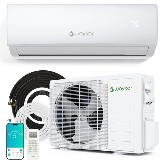 Waykar 12000 BTU Mini Split AC with Heat Pump, SEER2 20.0, 230V, R32 Eco Refrigerant, Full Installation Kit, Ultra-Quiet 28dB, ETL & AHRI Certified
