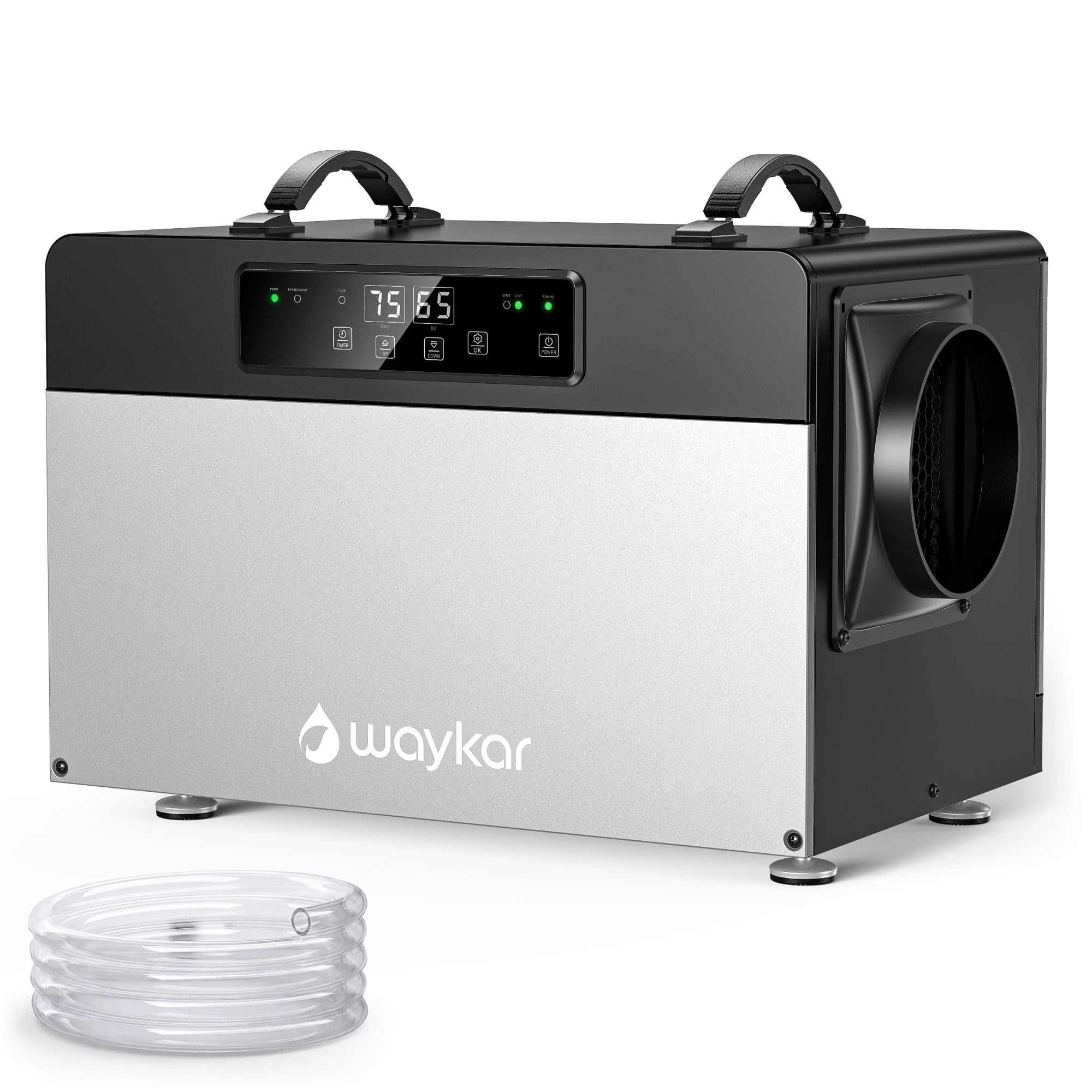 Waykar 125 Pint Dehumidifiers with Pump for Large Basement & Warehouses up to 6,500 Sq. Ft, Protable Dehumidifiers with Continuous Drain Hose
