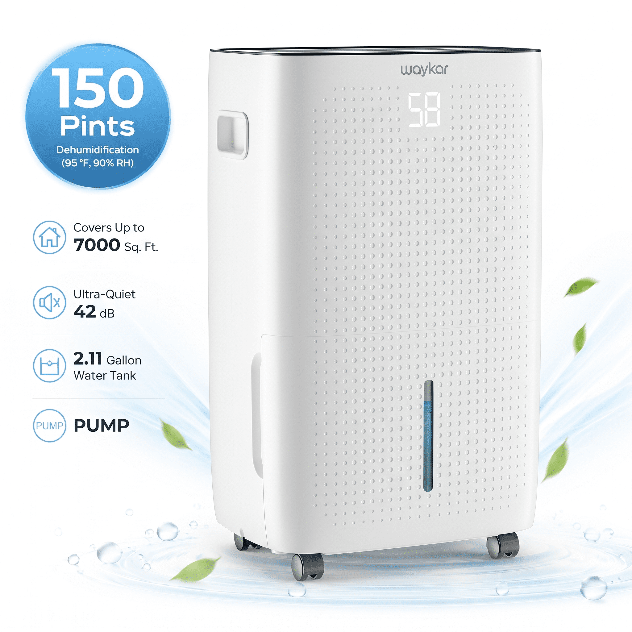 Waykar 150 Pints Energy Star Dehumidifier Pro Home Basement Drain Hose 2 11 Gal Water Tank Ideal Spaces 7 000 Sq Ft Featuring Auto Defrost Timer Func 32519768 2ac0 4a9b a881 0b0890a8820a.f320ffa659bb4130e2bf72b5a4a2c0f3