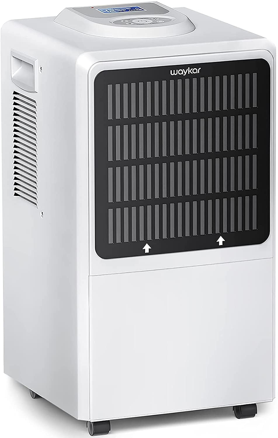 Waykar Commercial Dehumidifier 130 Pint, with drain Hose for Crawl Spaces, Large Basements Whole house Moisture Remove, Compact, Portable, Auto Defrost, Memory Starting