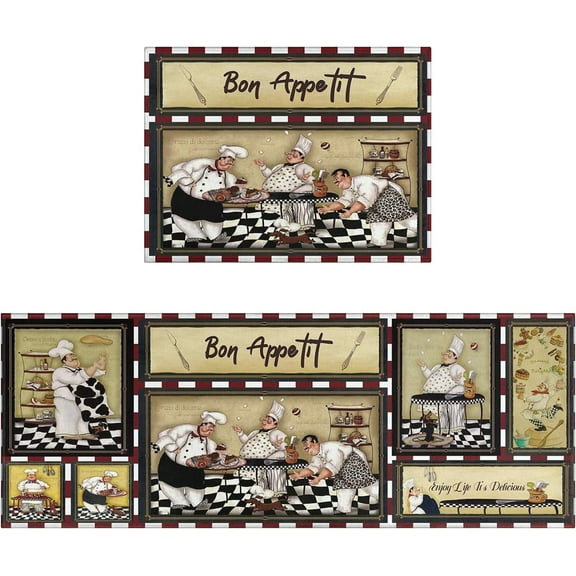 Waykingo Chef Kitchen Red Runner Rugs (2 Count)