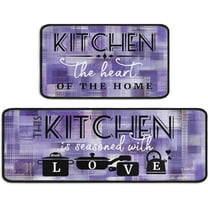 Waykingo Modern Purple Kitchen Mat, 17" x 47"   17" x 30", Non-Slip (2 Count)