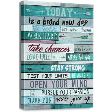 Waykingo Teal Motivational Mural 12” x 16” Framed Canvas Art Prints