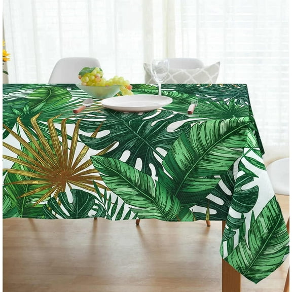 Waykingo Tropical Leaf Waterproof 60" x 120" Floral Tablecloths