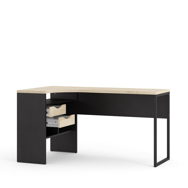 Wayland 2 Drawer Desk Black Matte Oak Structure