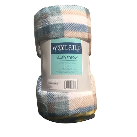 Wayland Square Plush Throw (Green and Yellow PLaid)