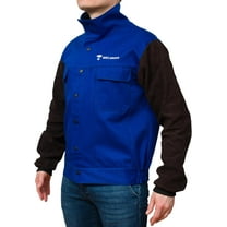 Waylander DVALIN Hybrid FR Leather Welding Jacket - Leather Sleeves, Snap Buttons for Maximum Spark & Heat Protection