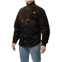 Waylander Split Leather Welding Cape with Sleeves, Open Back Welding Jacket Comfort, Adjustable Cuffs for Secure Fit and Flexible Stand Up Collar (Medium)