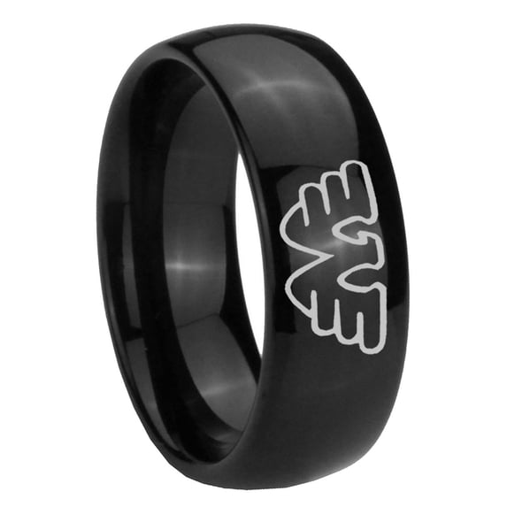 Waylon Jennings Black High Polish Dome Tungsten Men's Ring 10MM