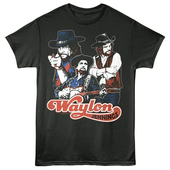 Waylon Jennings Triple Threat Men's T Shirt (Charcoal, Adult2XL)