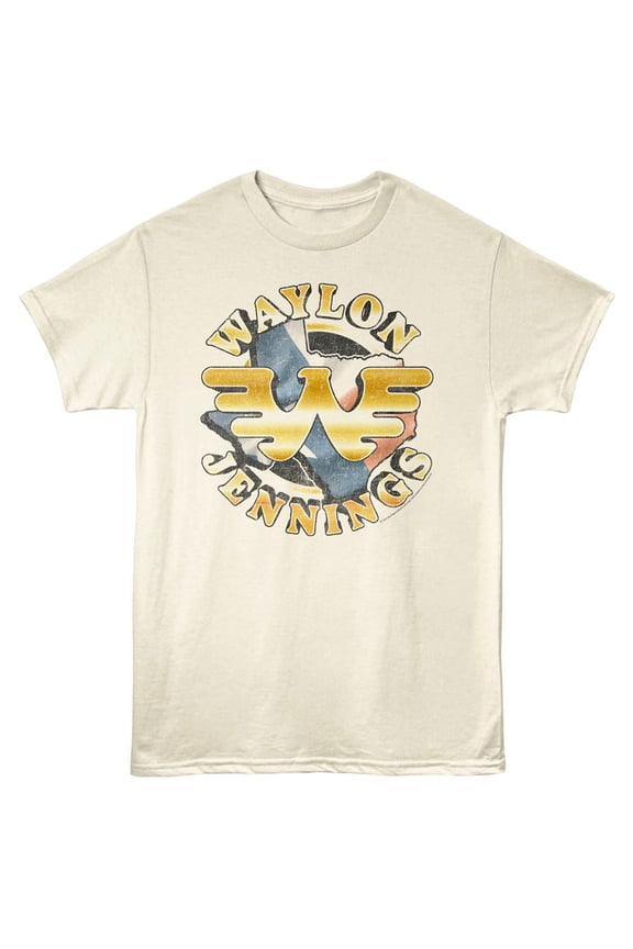 Waylon Jennings Texas Logo Men's T Shirt (Ivory, AdultXL)
