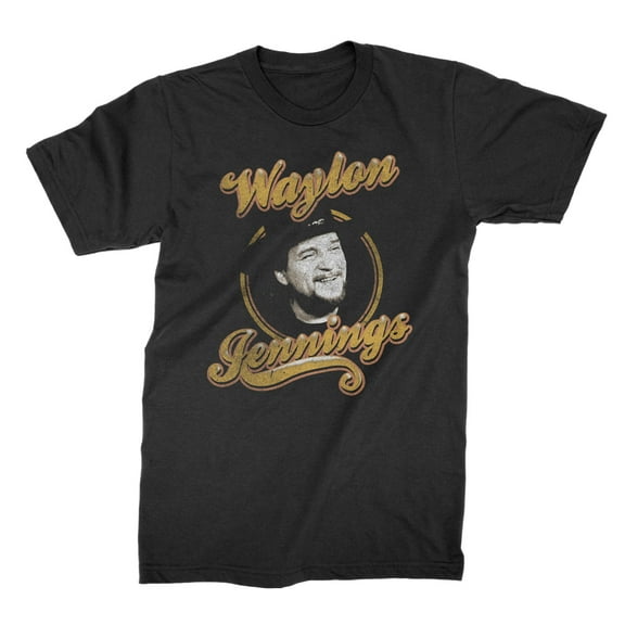 Waylon Jennings Men's Head Shot T-Shirt Black X-Large | Officially Licensed Merchandise