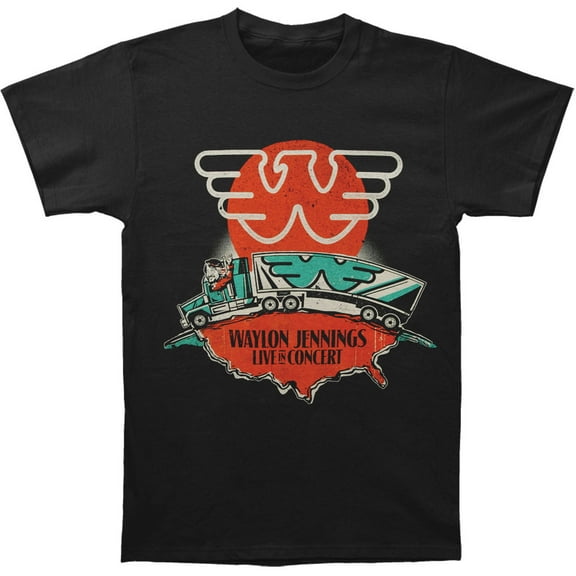 Waylon Jennings Men's Live in Concert T-Shirt 2XL
