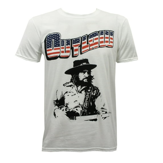 Waylon Jennings Men's New Outlaw Slim-Fit T-Shirt White L