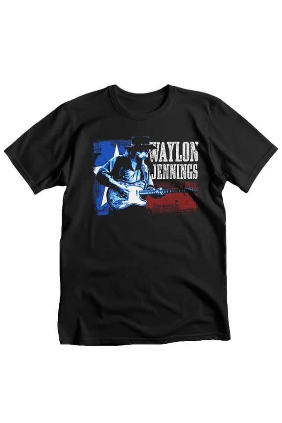 Waylon Jennings Men's Red White And Blue T-Shirt Black Small | Officially Licensed Merchandise