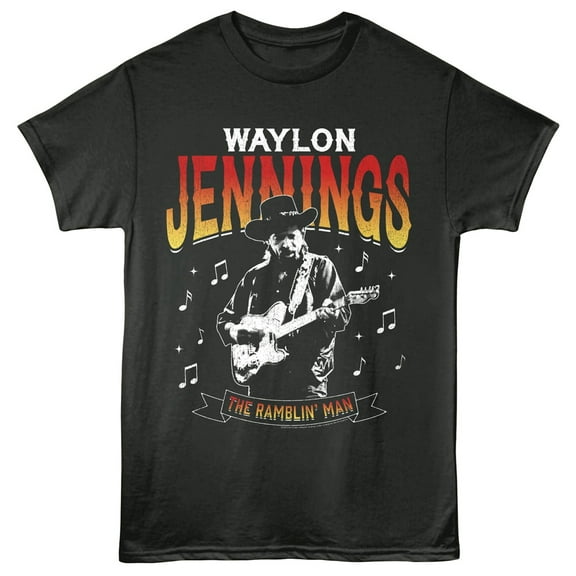 Waylon Jennings The Ramblin Man Music Men's T Shirt (Charcoal, AdultXL)