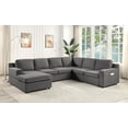 thumbnail image 1 of Waylon Linen 6-Seater U-Shape Sectional Sofa Chaise  -Gray, 1 of 5