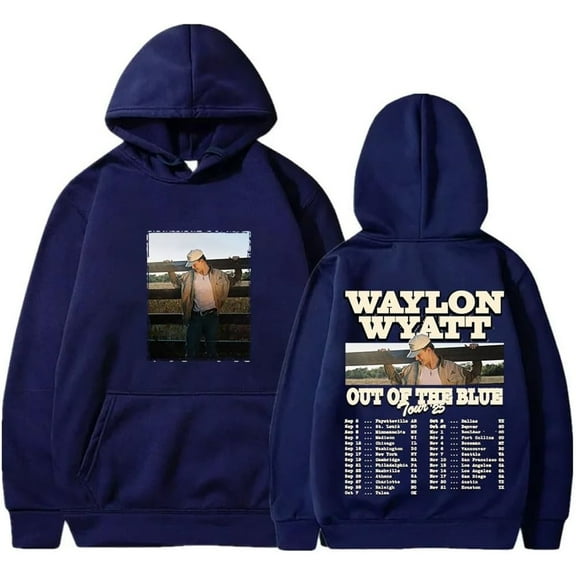 Waylon Wyatt Merch Out Of The Blue Tour 2025 Hoodie Unisex Pocket Drawstring Sweatshirt Fashion Pullover,2XL,Navy