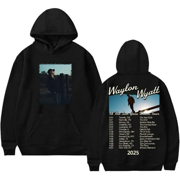 Waylon Wyatt Til The Sun Goes Down Tour 2025 Merch Hoodie Pockets Drawstring Unisex Hooded Sweatshirt Fashion Clothing