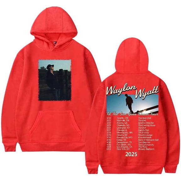 Waylon Wyatt Til The Sun Goes Down Tour 2025 Merch Hoodie Pockets Drawstring Unisex Hooded Sweatshirt Fashion Clothing