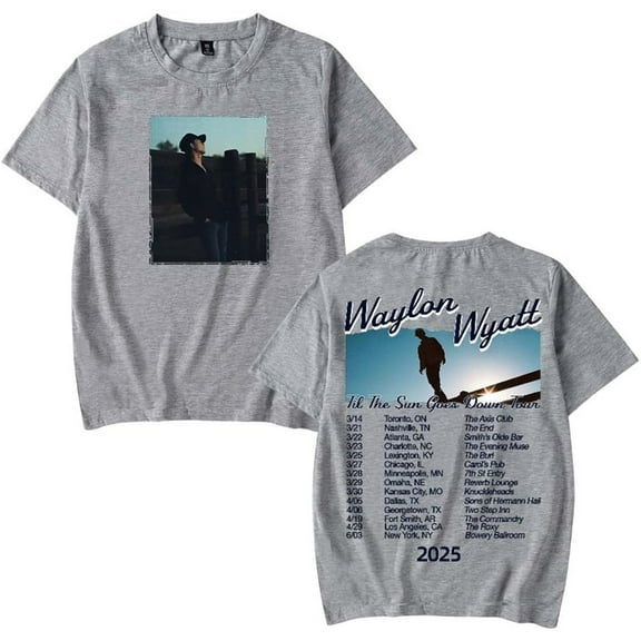 Waylon Wyatt Til The Sun Goes Down Tour 2025 Merch Short Sleeve T-shirt Unisex Fashion Crew Neck Top