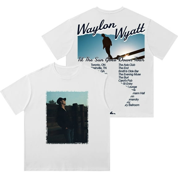 Waylon Wyatt Til The Sun Goes Down Tour Wash T-Shirts Summer Unisex Streetwear Short Sleeve Tee