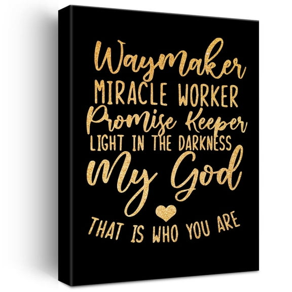 Waymaker Gold Foil Canvas Wall Art Positive Christian Bible Verse Quote Print Framed Canvas Painting Artwork Home Decor Gifts
