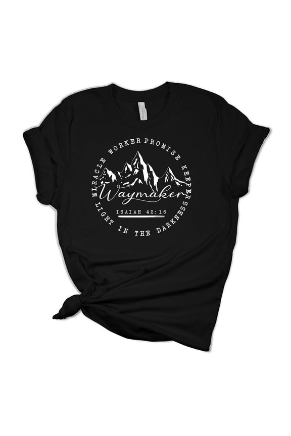 Waymaker Isaiah 42:16 Unisex Ladies Design Christian T-shirt Graphic Tee-Black-large